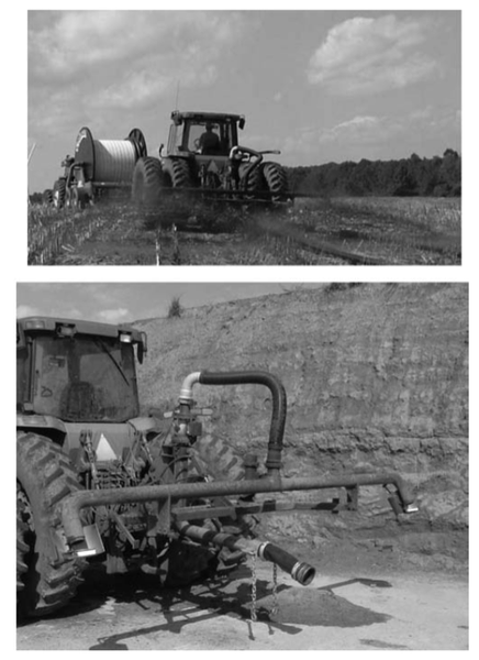Figure 2. Hose drag (boom-type) unit shown in these two photos.